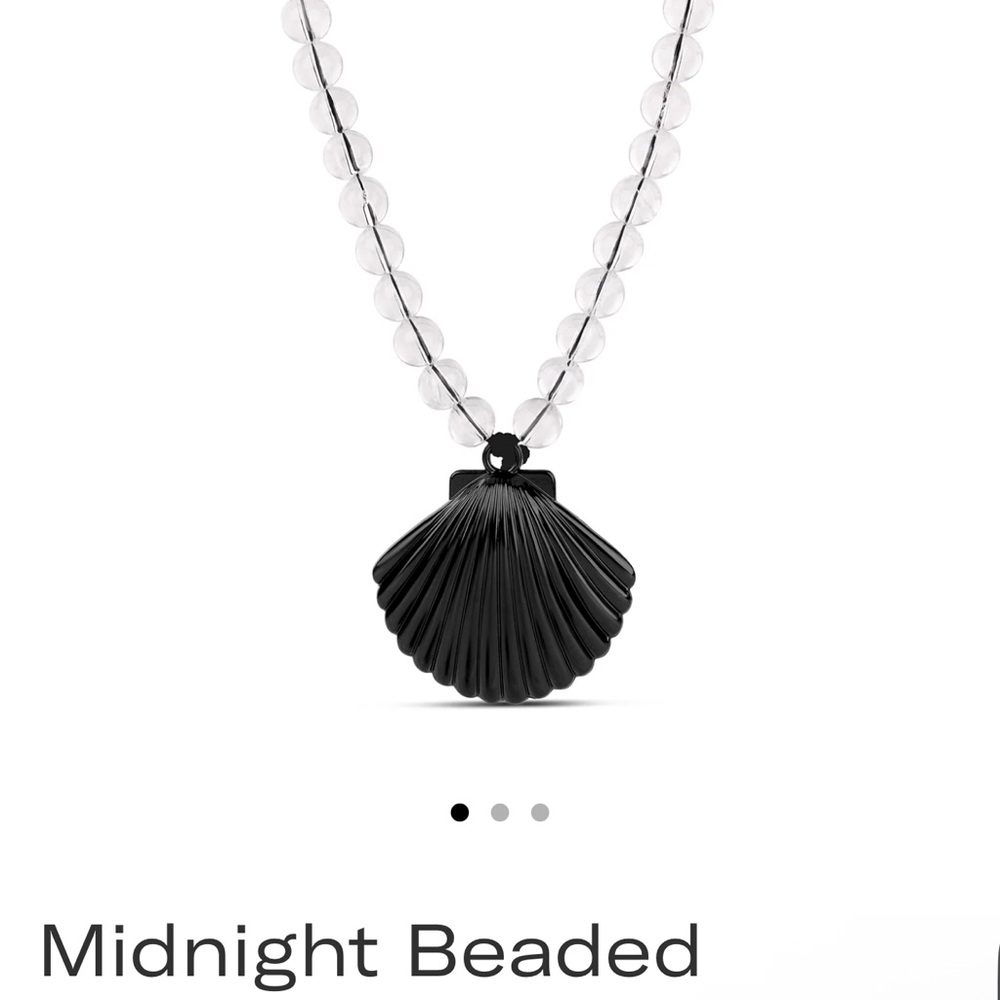 Midnight Beaded Black Shell Pendant Necklace